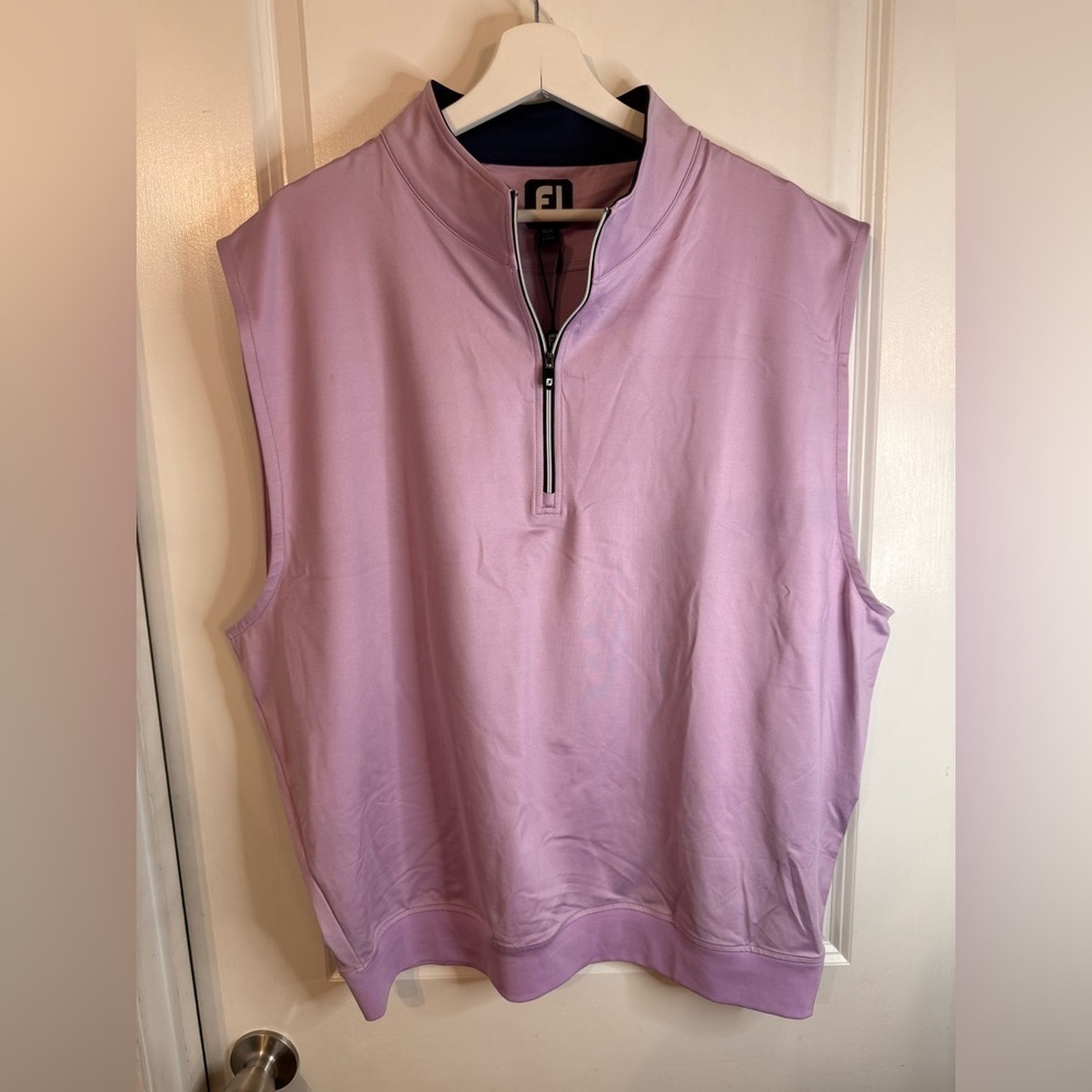 NWT FJ FootJoy Men’s Lavender Gathered Waist Half Zip Golf Vest - Size XL - Picture 1 of 7
